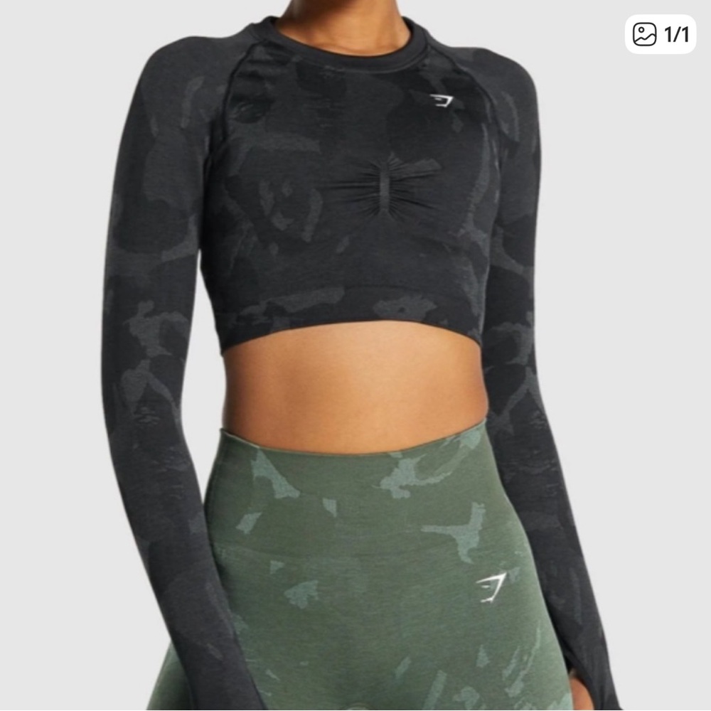 Gymshark Black Camouflage Crop Top